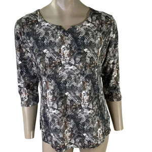 N Touch Metallic Pullover Stretchy Jersey Tops Blouse Women Size S Snakeskin